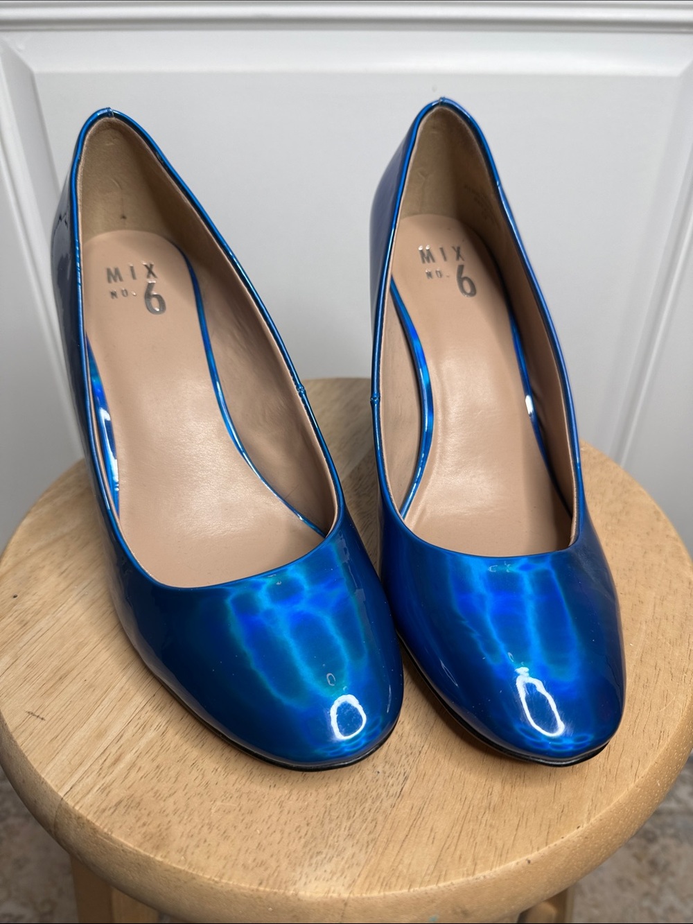 Mix No. 6 Iridescent Blue Patent Pump